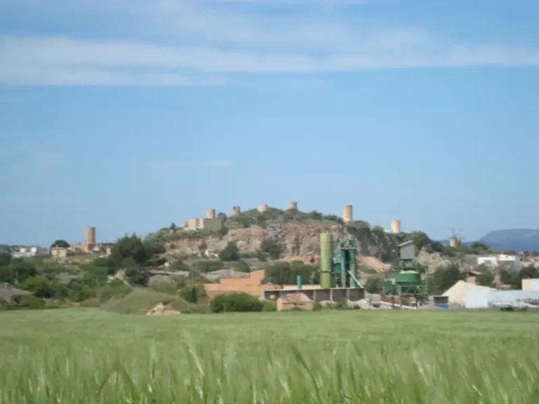 Bakke med gamle mølletårne uden for byen Felanitx på øen Mallorca.
