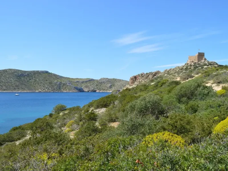 Vild natur ved Sa Cabrera øgruppen syd for Mallorca, Spanien.