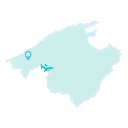 Puigpunyent markeret på kort over øen Mallorca.